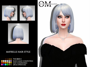 Sims 4 — Maybelle Hair Style by Oscar_Montellano — All lods Hat compatible 24 ea swatches BGC