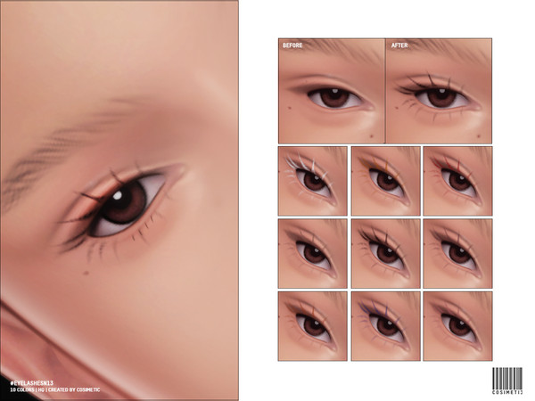 Sims 4 — 2D Eyelashes | N13 by cosimetic — - Female - 10 Swatches. - 10 Custom thumbnail. - You can find it in the makeup
