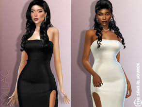 Sims 4 — Strapless Slit Maxi Dress DO733 by DOLilac — Custom thumbnail New Mesh 12 Colors Adult-Elder-Teen-Young Adult