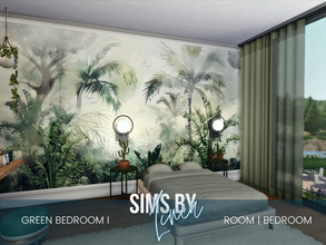Sims 4 — Green Bedroom I by SIMSBYLINEA — Getting a good night's sleep is important, which is why this bedroom combines