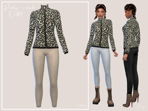 Sims 4 — Ready-made Outfit by Paogae — Leopard-print jacket and trousers in five colours, for this ready-to-wear outfit.