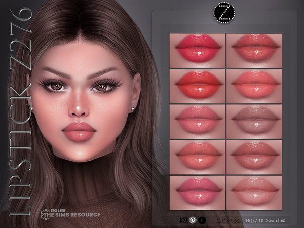 Sims 4 — LIPSTICK Z276 by ZENX — -Base Game -All Age -For Female -10 colors -Works with all of skins -Compatible with HQ