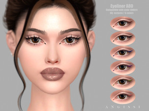 Sims 4 — Eyeliner A80 by ANGISSI — *PREVIEWS MADE USING HQ MOD *Makeup category *6 colors *Sliders compatible *HQ mod