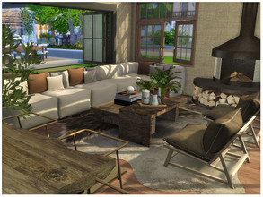 Sims 4 — Brown Living by lotsbymanal — A modern living room with dining table..