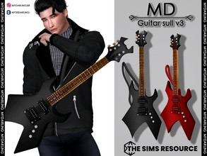 Sims 4 — GUITAR SULL V3 MEN by Mydarling20 — new mesh base game compatible all lods all maps 8 colors This cc is in a hat