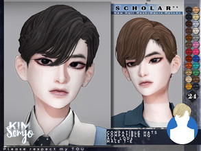 Sims 4 — TS4 Male Hairstyle_Scholar(Maxis Match) by KIMSimjo — New Hair Mesh(Maxis Match) Male T-E 24 Swatches(EA Colors