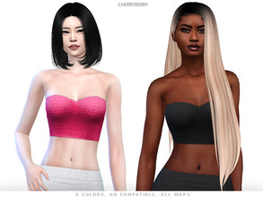 Sims 4 — Yuki - Top by CherryBerrySim — Ruffle texture tube top for female sims.
