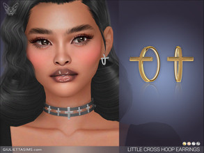 Sims 4 — Little Cross Hoop Earrings by feyona — Little Cross Hoop Earrings come in 4 colors of metal: yellow gold, white