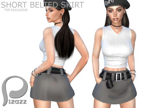 Sims 4 — Short Belted Skirt by pizazz — Sims 4. Base Game: Short belted skirt. Made of soft cotton. Pic only shows 1 of