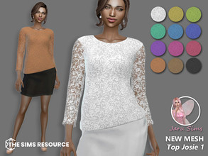 Sims 4 — Top Josie 1 by Jaru_Sims — New Mesh HQ mod compatible All LODs 12 swatches Teen to elder Custom thumbnail Size