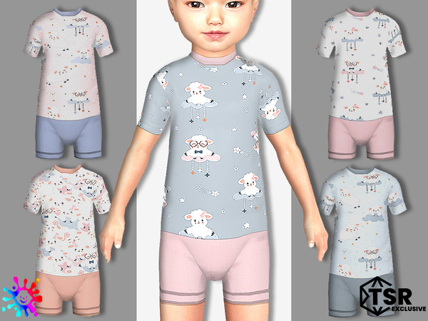 Sims 4 — Toddler Cute Sheep Pajamas by Pelineldis — Pajamas with cute sheep print. Can be found in category