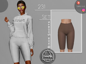 Sims 4 — SET 231 - Biker Shorts by Camuflaje — Fashion athletic set that includes a hoodie & biker shorts ** Part of