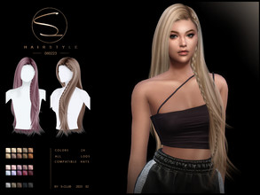 Sims 4 — Long straight hair with braid(Aline) by S-CLUB by S-Club — Long straight hair with braid, 24 colors, hope you