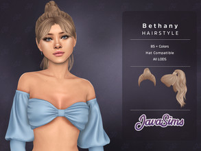 Sims 4 — Bethany (Hairstyle) by JavaSims — -Female -T/YA/A/E -84+ Colors -New Mesh! -Hat Compatible! -Custom Thumbnail