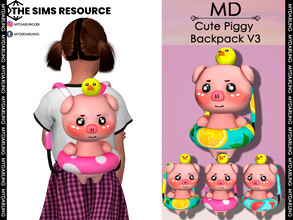 Sims 4 — Cute piggy backpack V3 CHILD by Mydarling20 — new mesh base game compatible all lods all maps 6 colors The