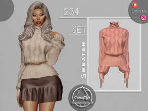 Sims 4 — SET 234 - Knitted Sweater by Camuflaje — Fashion trendy cute set that includes a sweater & skirt ** Part of