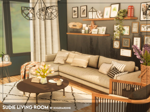 Sims 4 — Sudie Living Room (TSR only CC) by xogerardine — Cozy, modern living room! x