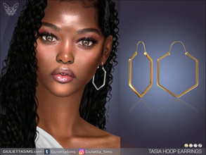 Sims 4 — Tasia Hoop Earrings by feyona — Tasia Hoop Earrings come in 4 colors of metal: yellow gold, white gold, rose