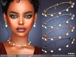 Sims 4 — Nested Pearls Choker by feyona — Nested Pearls Choker comes in 4 colors of metal: 2 shades of yellow gold, white