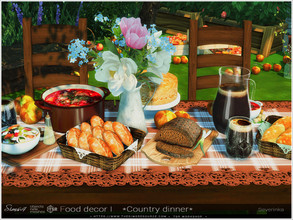 Sims 4 — Food decor I - Country dinner by Severinka_ — A set of decor for decorating a dining table in country style. The
