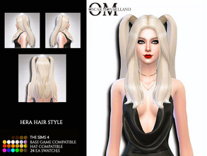 Sims 4 — Hera Hair Style by Oscar_Montellano — All lods Hat compatible 24 ea swatches BGC