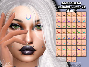Sims 4 — Facepaint N8 - Castielle Glitter V1 (Blush) by PinkyCustomWorld — Moon crescent forehead facepaint in cute