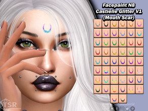Sims 4 — Facepaint N8 - Castielle Glitter V1 (Mouth Scar) by PinkyCustomWorld — Moon crescent forehead facepaint in cute