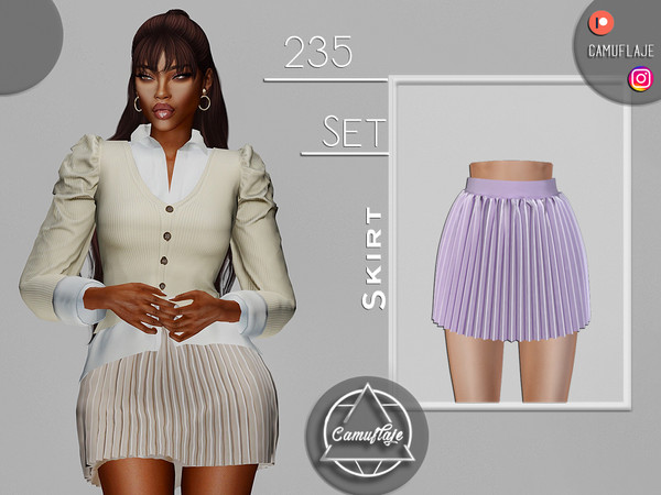 Sims 4 — SET 235 - Skirt by Camuflaje — Fashion trendy cute set that includes a sweater with a blouse & skirt ** Part