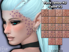 Sims 4 — Face Tattoo N3 - Callie V1 (Tattoo) by PinkyCustomWorld — Star face tattoo in several different colors. Each