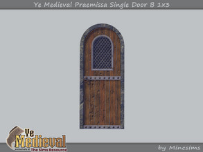 Sims 4 — Ye Medieval Praemissa Single Door B 1x3 by Mincsims — Basegame Compatible 3 swathces A part of Ye Medieval
