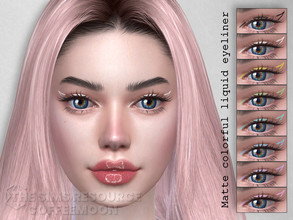 Sims 4 — Matte colorful liquid eyeliner by coffeemoon — 8 colors for female: teen, young, adult, elder HQ mod compatible