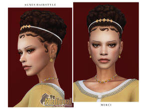 Sims 4 — Ye Medieval Agnes Hairstyle by -Merci- — New Maxis Match Hairstyle for Sims4. -24 EA Colours. -For female,