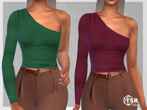 Sims 4 — One Shoulder Fitted Blouses by saliwa — One Shoulder Fitted Blouses 4 Colours