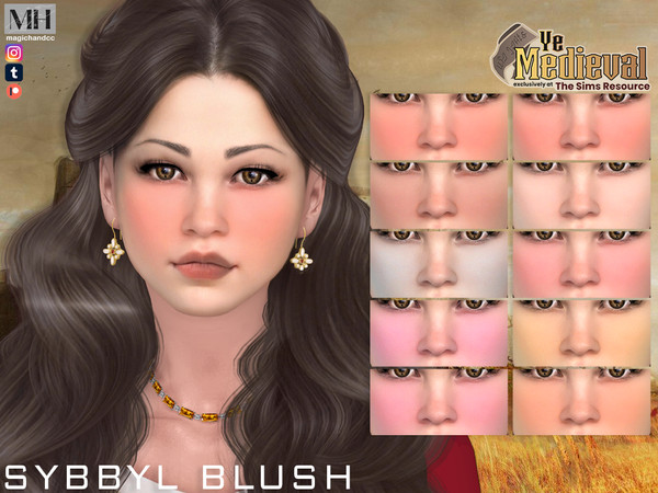 Sims 4 — Ye Medieval Sybbyl Blush N07 by MagicHand — Rose petals blush in 10 swatches - HQ Compatible. Preview - CAS