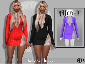Sims 4 — Kalyssa sequin dress by akaysims — Bodycon sequin slit dress. Comes in 16 swatches. - HQ Compatible