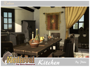 Sims 4 — Ye Medieval Ruben's Kitchen by philo — This is a kitchen in medieval style. Size of the room: 9X10 Small Walls
