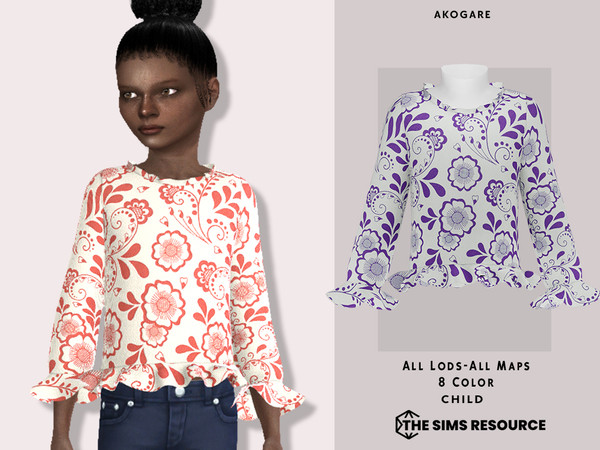 Sims 4 — Alina Top by _Akogare_ — Akogare Alina Top -8 Colors - New Mesh (All LODs) - All Texture Maps - HQ Compatible -