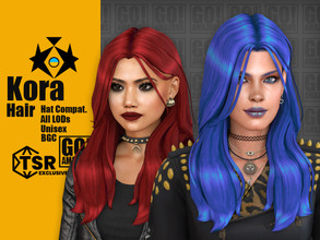 Sims 4 — Kora Hair by GoAmazons — >Base game compatible unisex hairstyle >Hat compatible >From Teen to Elder