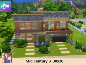 Sims 4 — ws Mid Century B - No CC by watersim44 — Welcome in this Mid Century House Living with a fireplace, Kitchen,