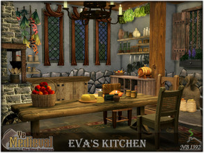 Sims 4 — Ye Medieval Eva's Kitchen (CC only TSR!) by nobody13922 — A medium-sized kitchen in a medieval style, stocked