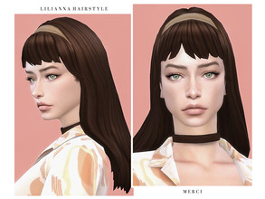Sims 4 — Lilianna Hairstyle by -Merci- — New Maxis Match Hairstyle for Sims4. -24 EA Colours. -For female, teen-elder.