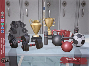 Sims 4 — Yosef Decor by soloriya — A set of decorative items for your gyms. Includes 10 objects: --two balls, --drink,