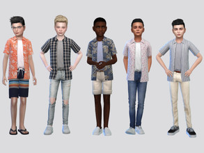 Sims 4 — Jaxin Button Shirt Boys by McLayneSims — TSR EXCLUSIVE Standalone item 8 Swatches MESH by Me NO RECOLORING