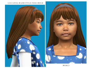Sims 4 — Lilianna Hairstyle for Child by -Merci- — New Maxis Match Hairstyle for Sims4. -15 EA Colours. -Unisex. -Base