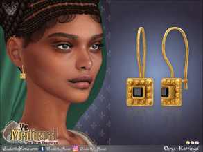 Sims 4 — Ye Medieval Onyx Earrings by feyona — Ye Medieval Onyx Earrings come in 3 colors of metal: yellow gold, white