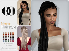 Sims 4 — Nora Hairstyle by DarkNighTt — Nora Hairstyle is an ethnic, braided long hairstyle with dreadlocks. 30 colors