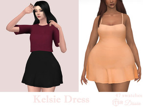 Sims 4 — Kelsie Dress by Dissia — Sleeveless cute shot dress on straps Available in 47 swatches