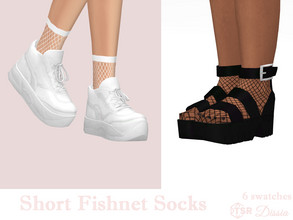 Sims 4 — Short Fishnet Socks by Dissia — Cute short black or white fishnet socks in 3 length Available in 6 swatches
