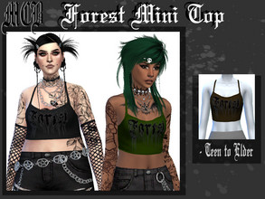 Sims 4 — Forest Mini Top by MaruChanBe2 — Cute mini top with a text <3 3 colors.