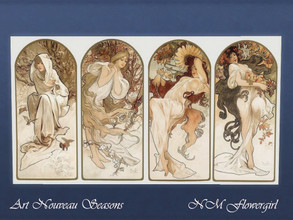 Sims 4 — Art Nouveau Seasons Mural by nmflowergirl — There is never enough artwork! So I set out to find beautiful works